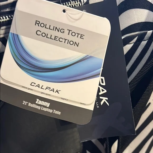 NWT Calpak Zebra Print Rolling Tote Zanny Bag Carry On - Picture 2 of 12